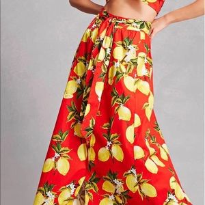 Lemons Maxi Skirt in red